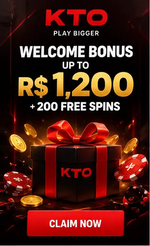 Oferta de boas-vindas de KTO. Antes de aceitar, confira o rollover e a aposta máxima.