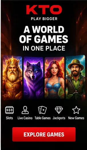 Slots em KTO: o RTP de cada jogo aparece no menu de informações.