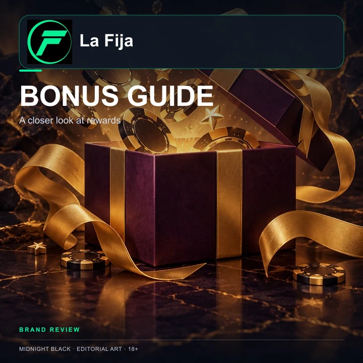 Oferta de bienvenida de LaFija.com. Antes de aceptarla, revisa el rollover y la apuesta máxima.