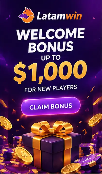 Oferta de bienvenida de Latamwin. Antes de aceptarla, revisa el rollover y la apuesta máxima.