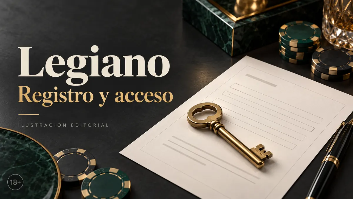 Registro y acceso en Legiano: datos reales y verificación de la cuenta. Ilustración editorial.