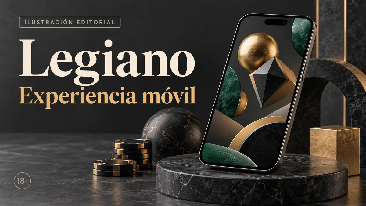 Legiano en el celular: funciona desde el navegador, la app es opcional. Ilustración editorial.