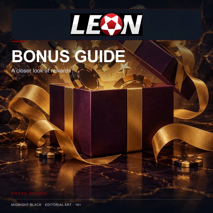 Oferta de boas-vindas de Leon. Antes de aceitar, confira o rollover e a aposta máxima.
