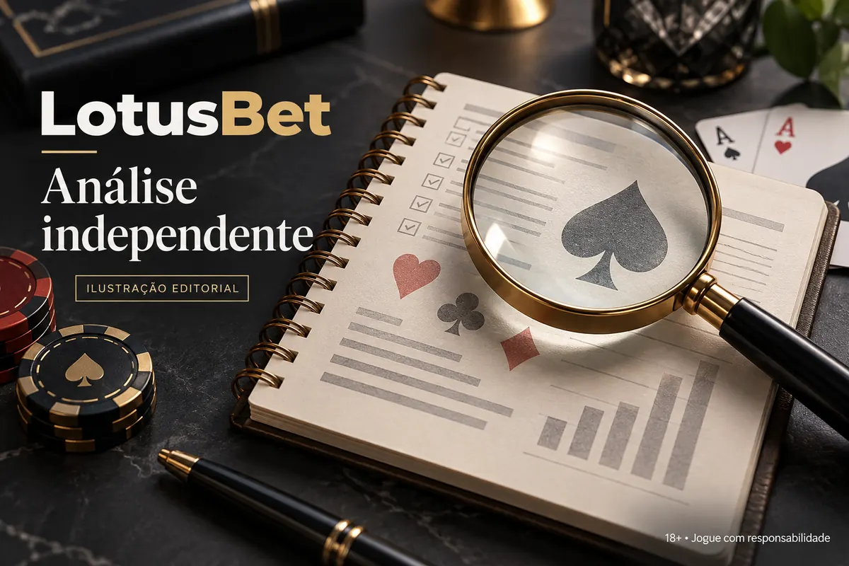 Análise independente de LotusBet: o que verificamos antes de recomendar. Ilustração editorial.