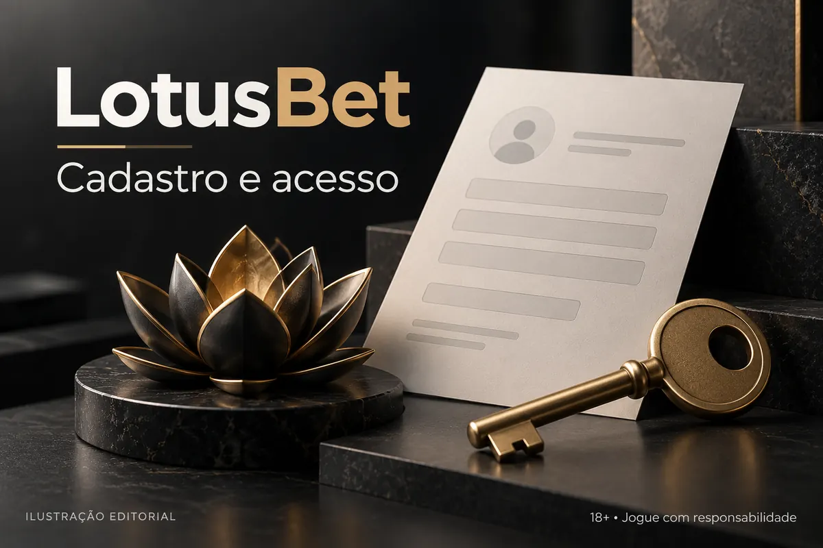 Cadastro e acesso em LotusBet: dados reais e verificação da conta. Ilustração editorial.