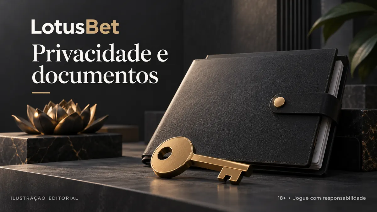 Privacidade e documentos em LotusBet: verificação de identidade antes do primeiro saque. Ilustração editorial.
