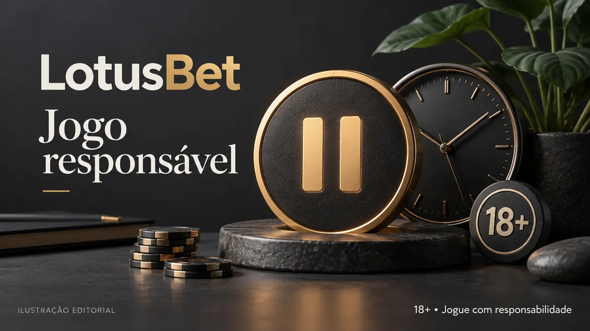 Jogo responsável em LotusBet: limites de depósito, pausas e autoexclusão. Ilustração editorial.