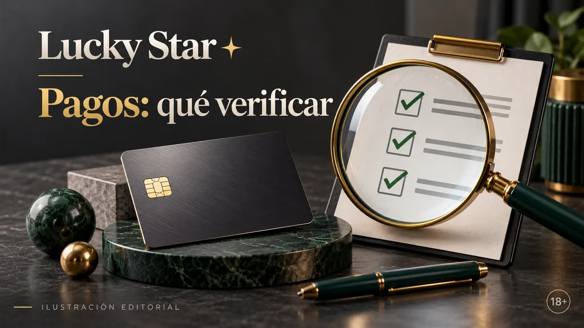 Pagos en Lucky Star: qué verificar antes de depositar y retirar. Ilustración editorial.
