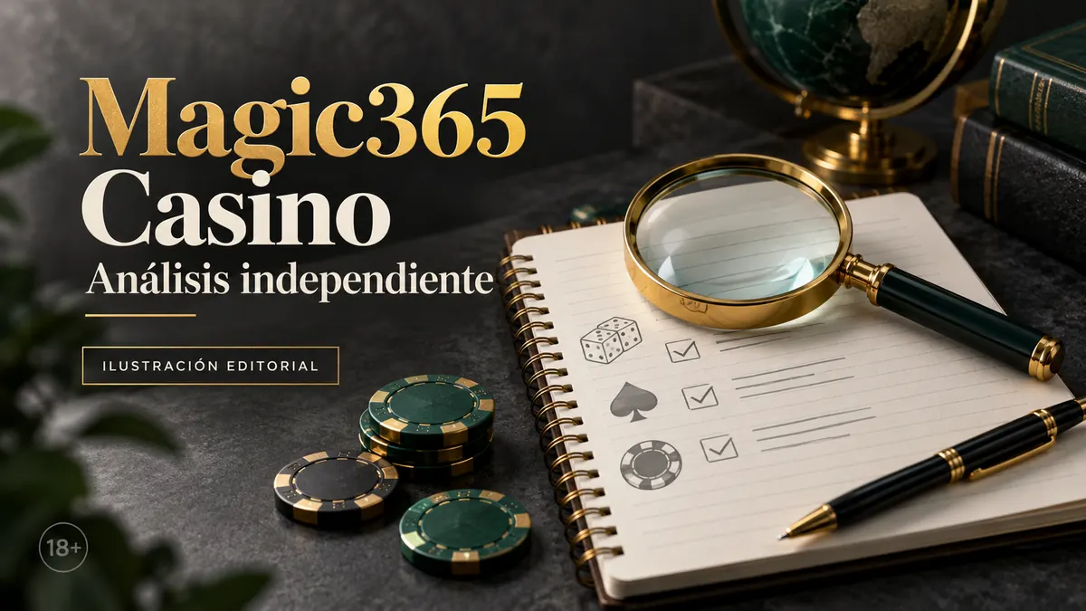 Análisis independiente de Magic365 Casino: lo que revisamos antes de recomendarlo. Ilustración editorial.