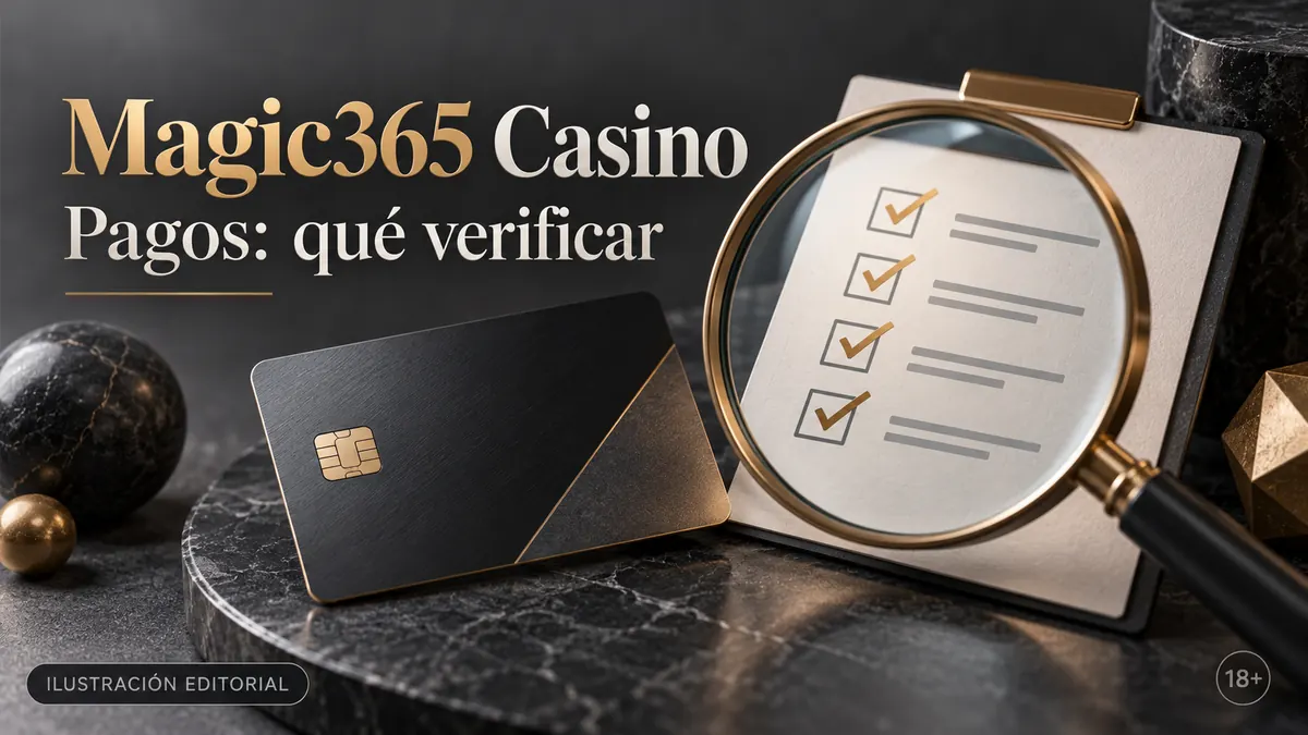 Pagos en Magic365 Casino: qué verificar antes de depositar y retirar. Ilustración editorial.