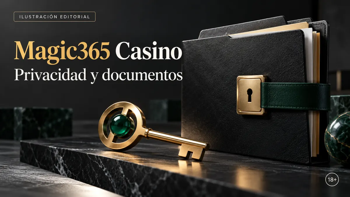 Privacidad y documentos en Magic365 Casino: verificación de identidad antes del primer retiro. Ilustración editorial.