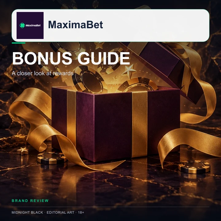 Oferta de boas-vindas de MaximaBet. Antes de aceitar, confira o rollover e a aposta máxima.