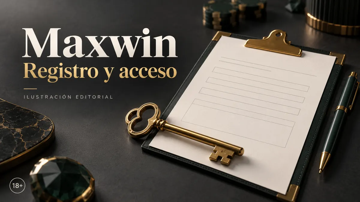 Registro y acceso en Maxwin Casino: datos reales y verificación de la cuenta. Ilustración editorial.