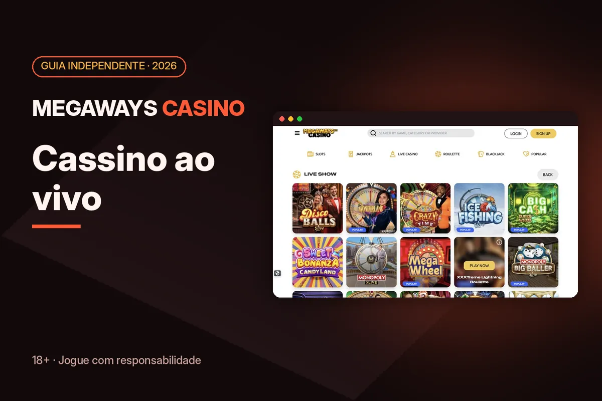 Capa 'Cassino ao vivo' com a seção Live Show de megawayscasino.com