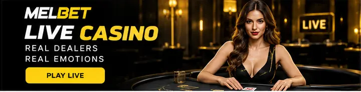 Casino en vivo de Melbet: mesas con crupier real.