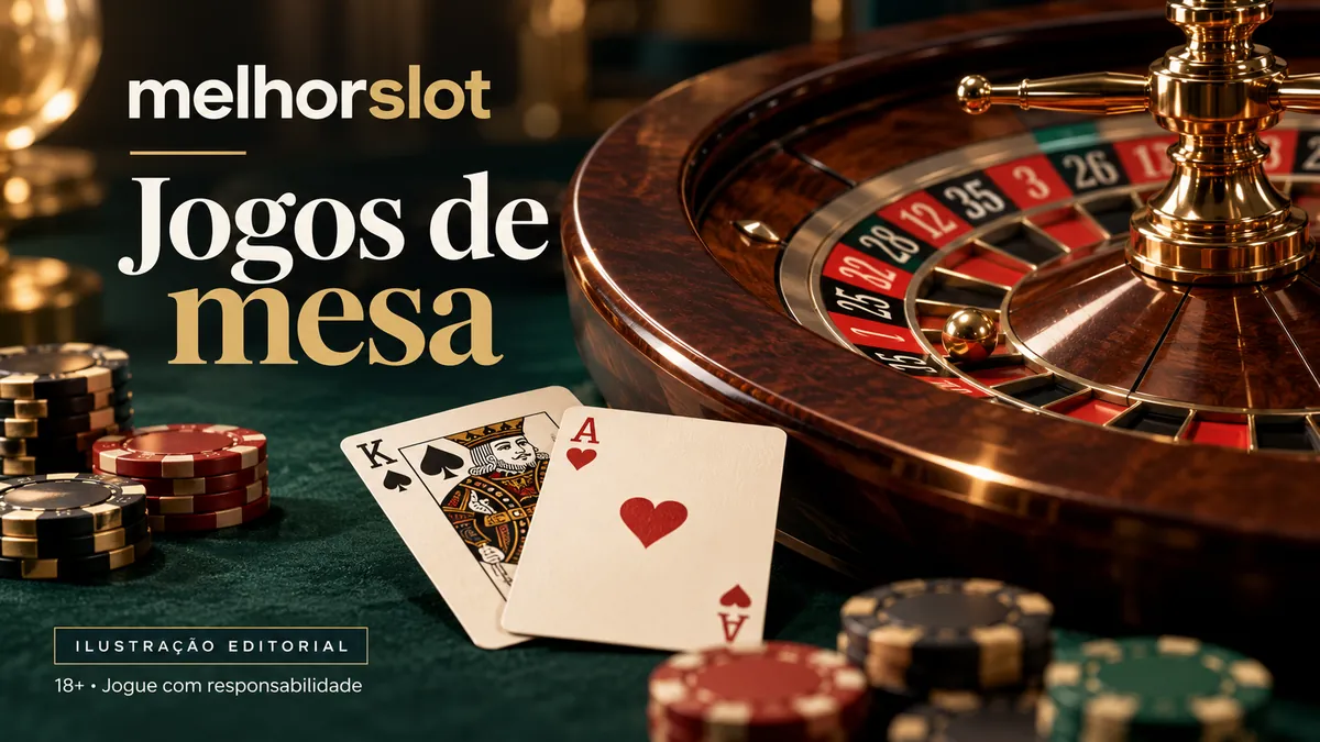 Roleta de madeira, rei e ás sobre feltro com fichas, título Jogos de mesa