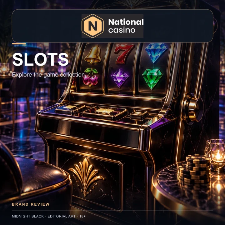 Tragamonedas en National Casino: el RTP de cada juego se ve en su menú de información.