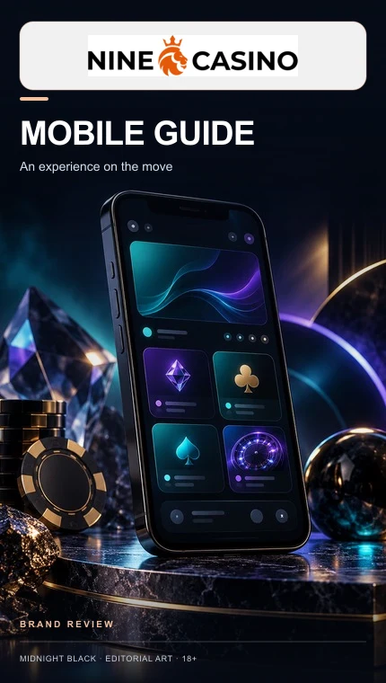NineCasino no celular: funciona pelo navegador, o app é opcional.