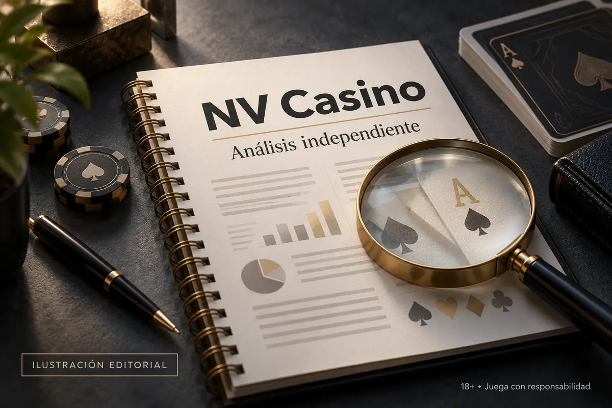 Análisis independiente de NV Casino: lo que revisamos antes de recomendarlo. Ilustración editorial.