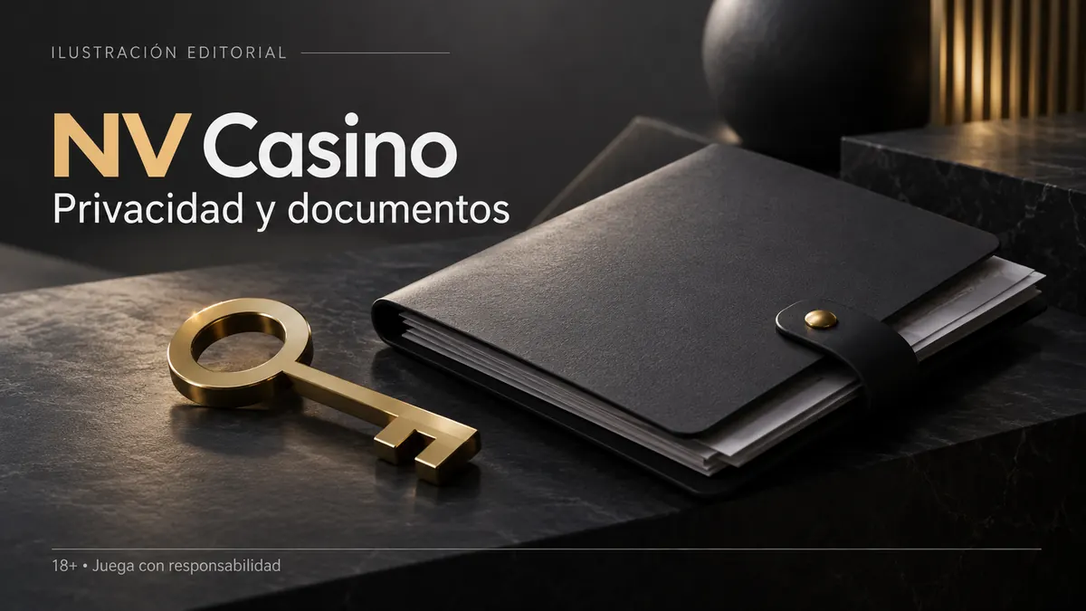 Privacidad y documentos en NV Casino: verificación de identidad antes del primer retiro. Ilustración editorial.