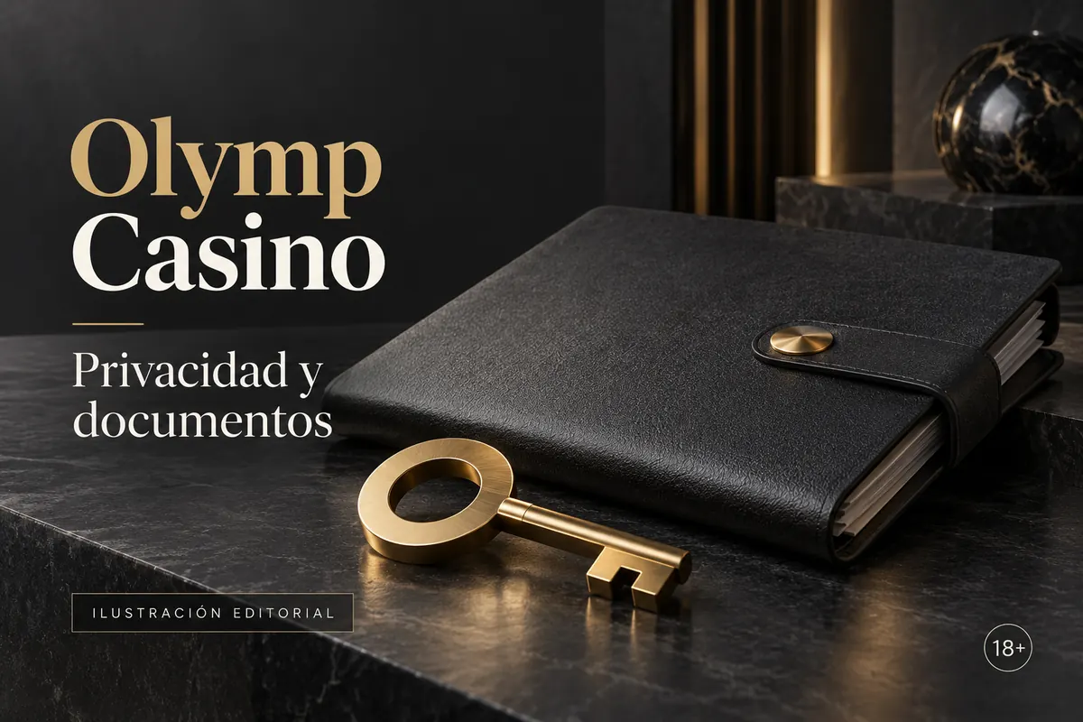 Privacidad y documentos en Olymp Casino: verificación de identidad antes del primer retiro. Ilustración editorial.