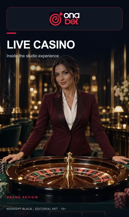 Cassino ao vivo de Onabet: mesas com crupiê real.