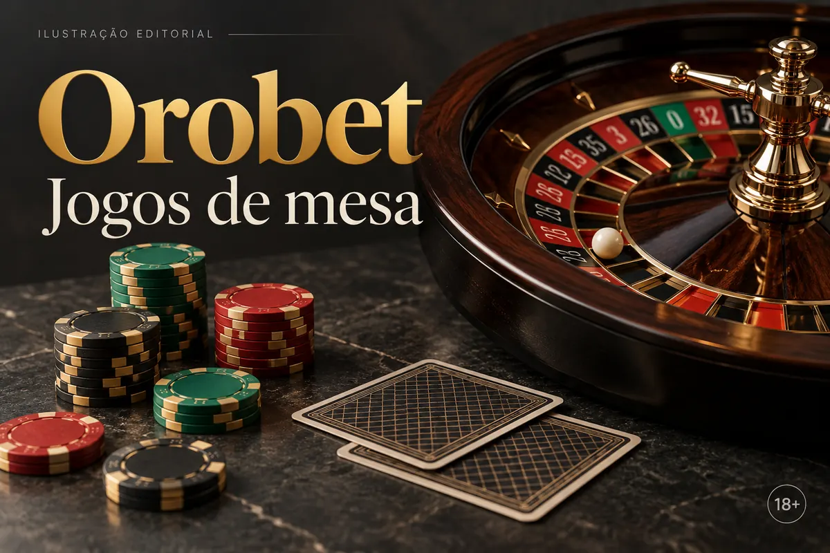 Jogos de mesa em Orobet: roleta, blackjack e bacará. Ilustração editorial.