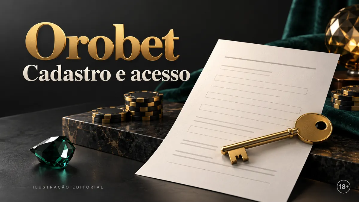Cadastro e acesso em Orobet: dados reais e verificação da conta. Ilustração editorial.