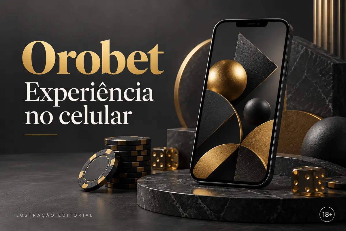 Orobet no celular: funciona pelo navegador, o app é opcional. Ilustração editorial.