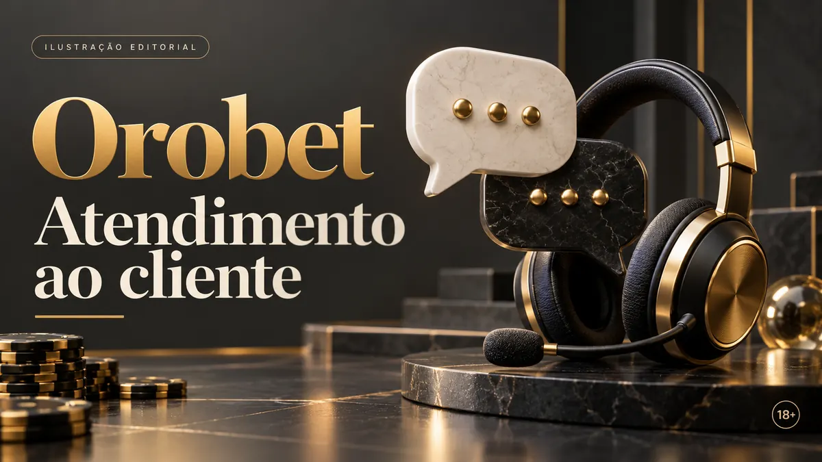 Atendimento ao cliente de Orobet: chat e e-mail; confira horários e idioma. Ilustração editorial.