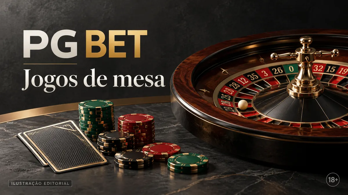 Jogos de mesa em PG Bet: roleta, blackjack e bacará. Ilustração editorial.