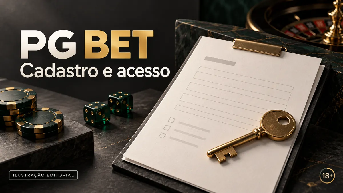 Cadastro e acesso em PG Bet: dados reais e verificação da conta. Ilustração editorial.