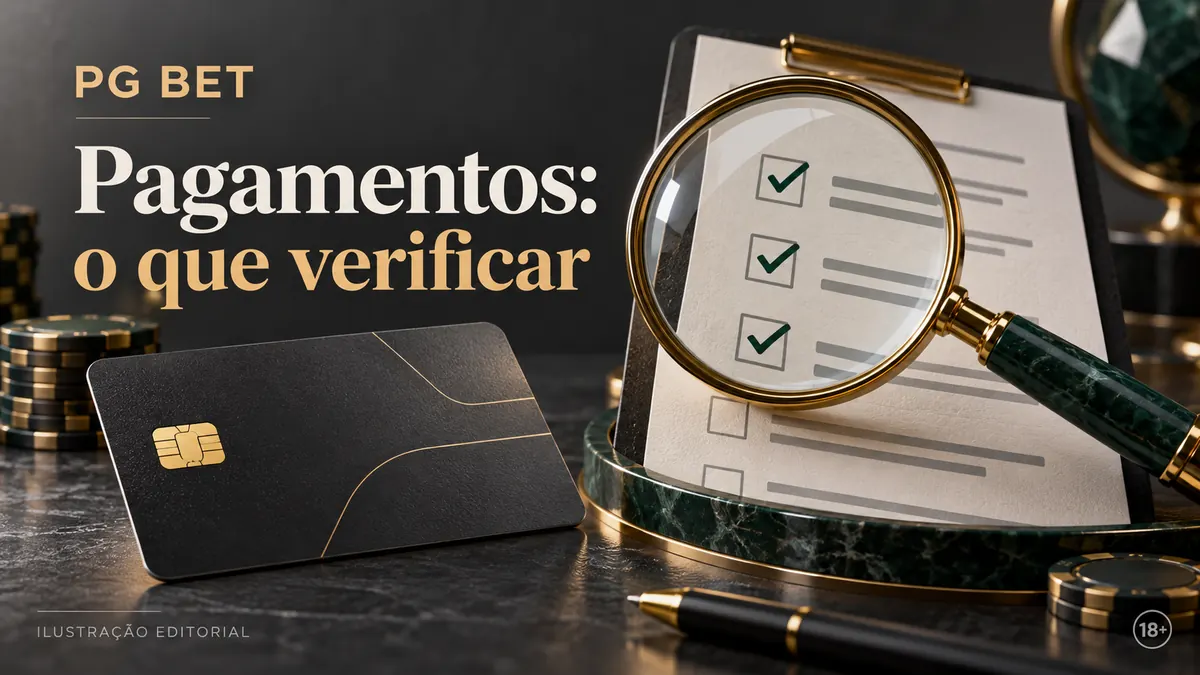 Pagamentos em PG Bet: o que verificar antes de depositar e sacar. Ilustração editorial.