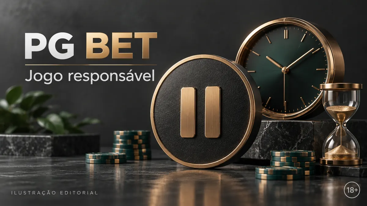 Jogo responsável em PG Bet: limites de depósito, pausas e autoexclusão. Ilustração editorial.