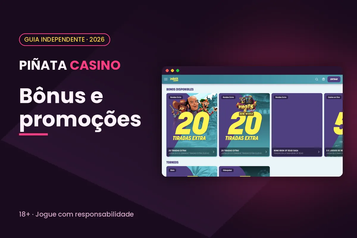 Capa 'Bônus e promoções' com a página de bônus de pinatacasino.es