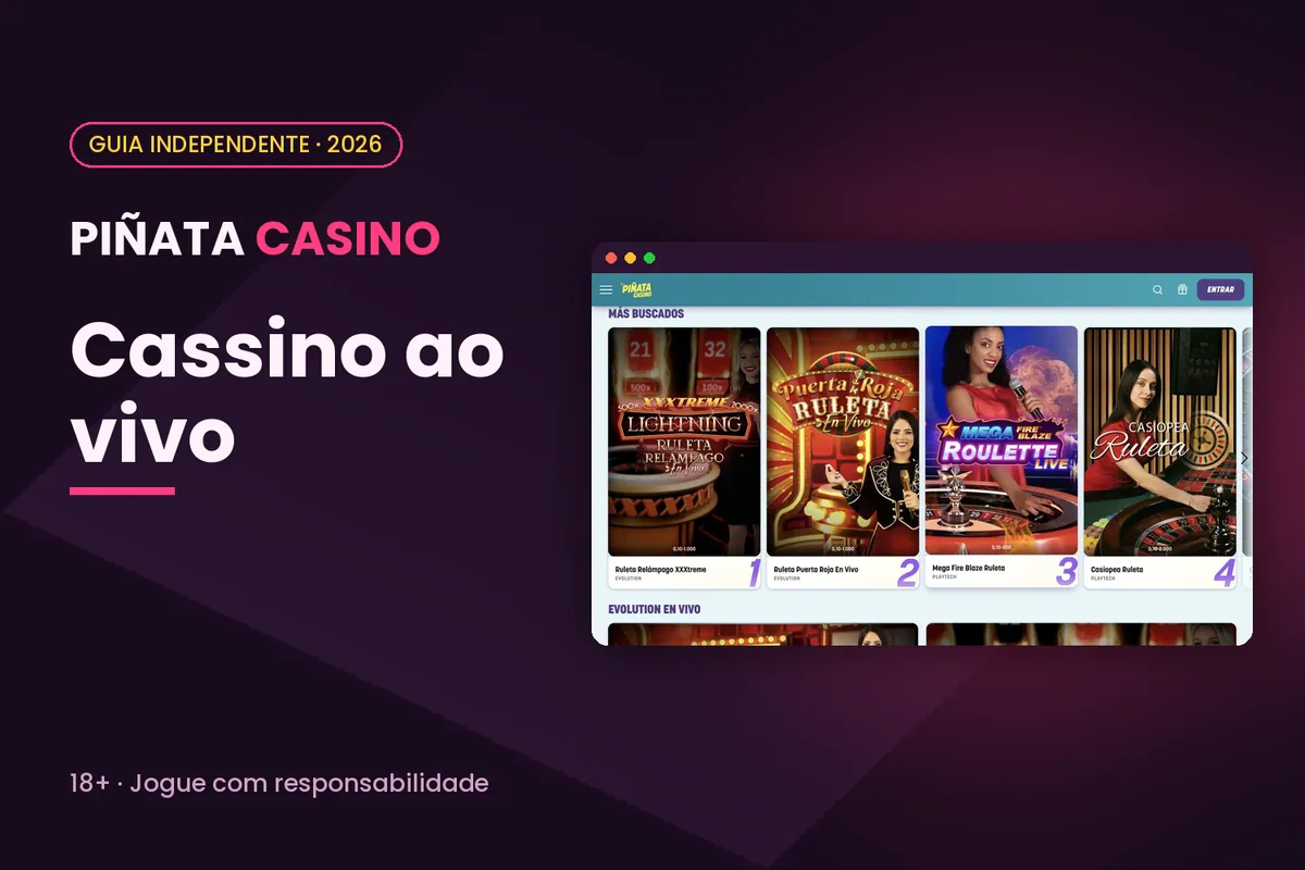 Capa 'Cassino ao vivo' com roletas ao vivo de pinatacasino.es
