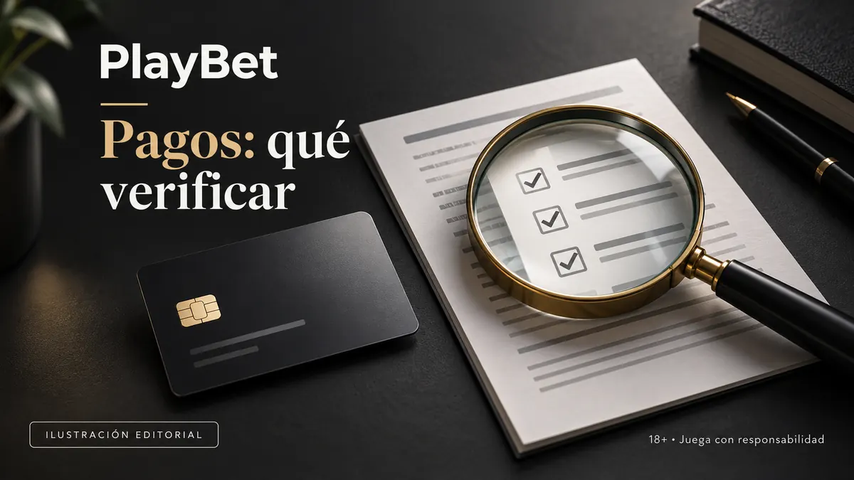 Pagos en Playbet.io: qué verificar antes de depositar y retirar. Ilustración editorial.