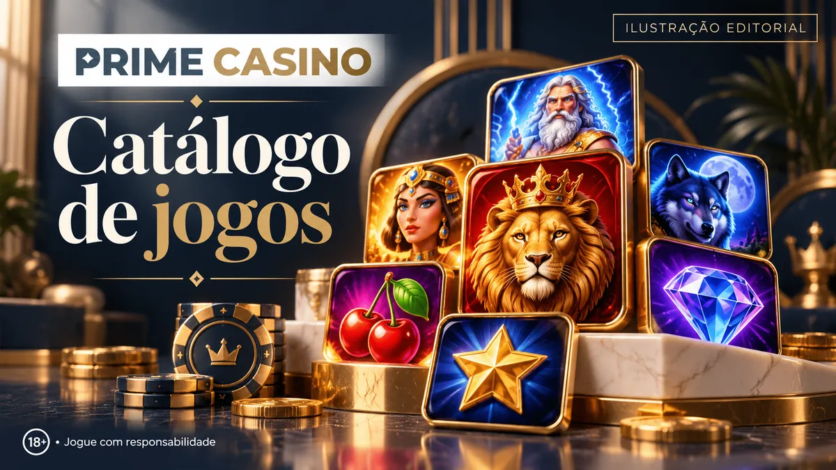 Ilustração de ícones de slots com leão, deusa, lobo e frutas