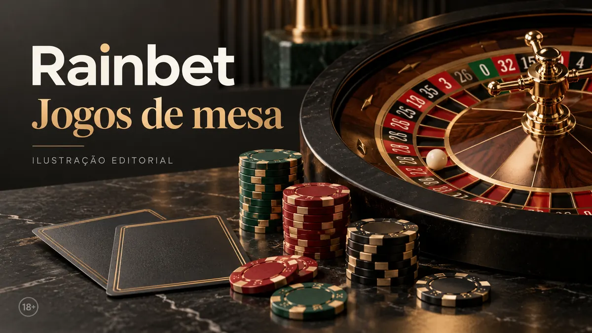 Jogos de mesa em Rainbet: roleta, blackjack e bacará. Ilustração editorial.