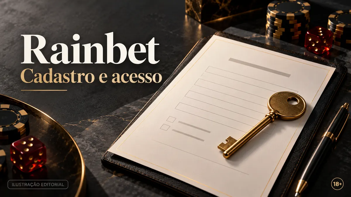 Cadastro e acesso em Rainbet: dados reais e verificação da conta. Ilustração editorial.