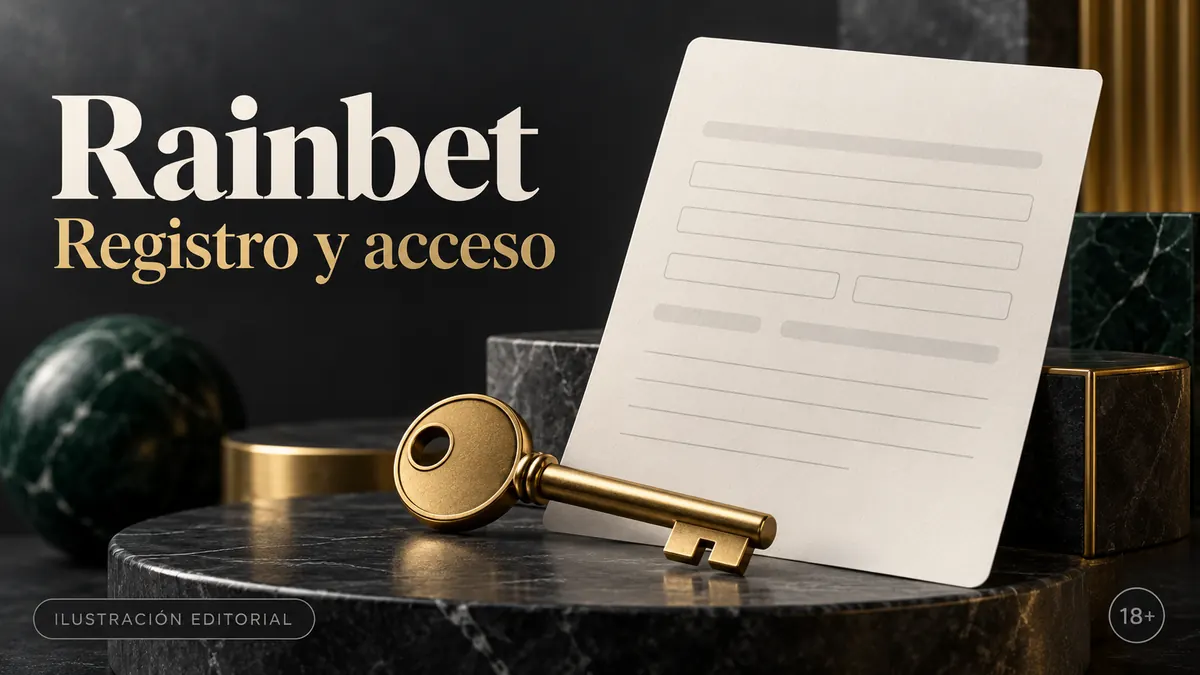 Registro y acceso en Rainbet: datos reales y verificación de la cuenta. Ilustración editorial.
