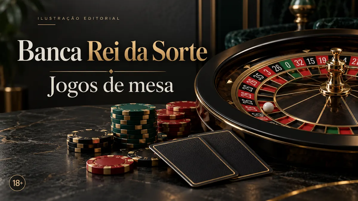 Jogos de mesa em Rei da Sorte: roleta, blackjack e bacará. Ilustração editorial.