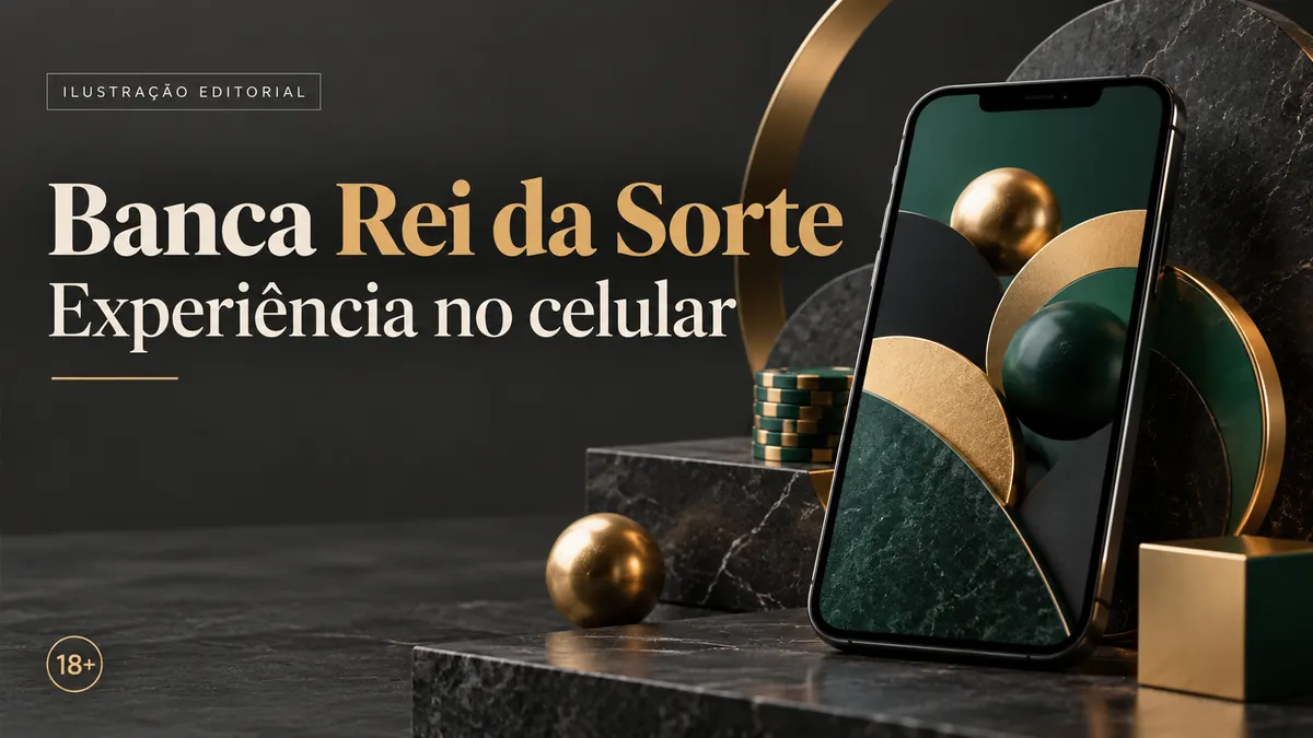 Rei da Sorte no celular: funciona pelo navegador, o app é opcional. Ilustração editorial.