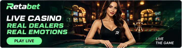 Casino en vivo de Retabet: mesas con crupier real.