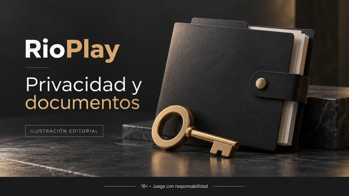 Privacidad y documentos en RioPlay: verificación de identidad antes del primer retiro. Ilustración editorial.