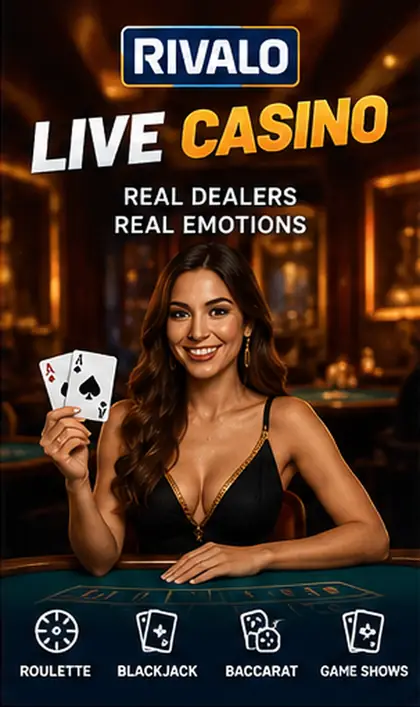 Casino en vivo de Rivalo: mesas con crupier real.