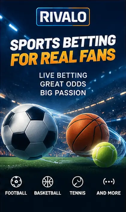 Rivalo también acepta apuestas deportivas; el bono de casino y el de deportes suelen ser distintos.