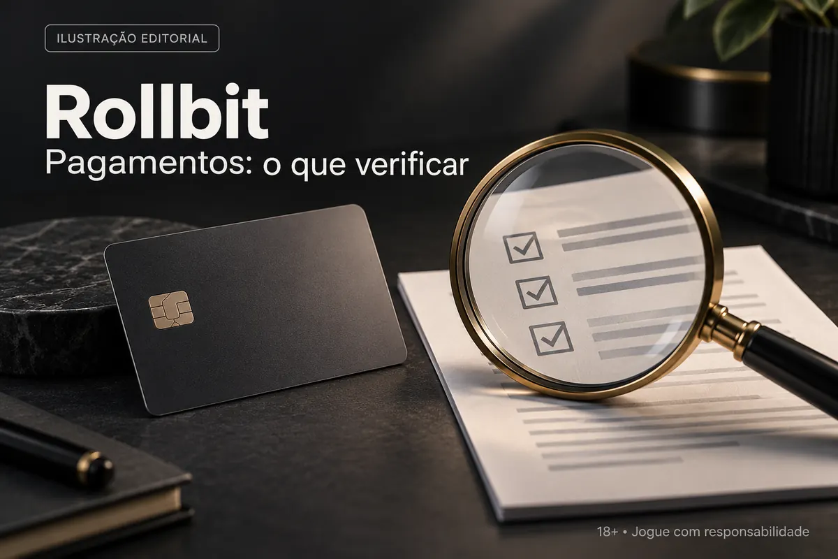 Pagamentos em Rollbit: o que verificar antes de depositar e sacar. Ilustração editorial.
