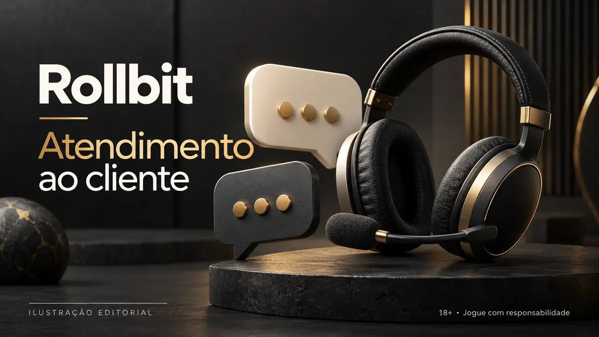 Atendimento ao cliente de Rollbit: chat e e-mail; confira horários e idioma. Ilustração editorial.