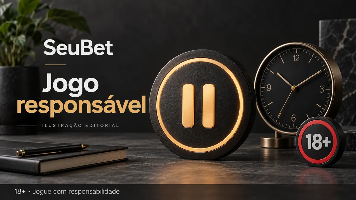 Jogo responsável em SeuBet: limites de depósito, pausas e autoexclusão. Ilustração editorial.